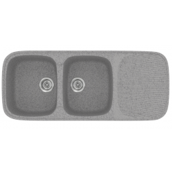 Νεροχύτης Ένθετος Γρανιτένιος Συνθετικός Sanitec Classic 300 (116x50) με 2 Ίσες Γούρνες Granite Grey